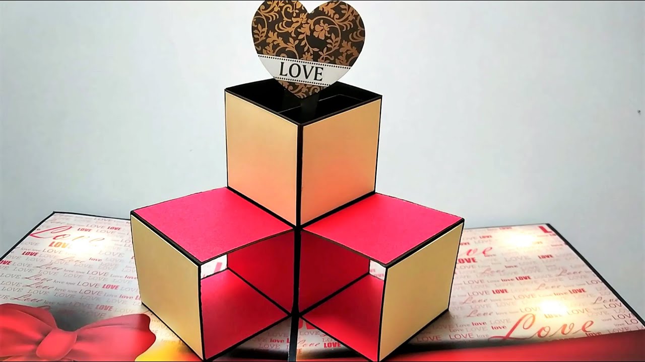 Triple Pop Up Cube Tutorial | Easy Valentine Day Card Ideas | Love Pop Up Card Ideas | Last Min Diy