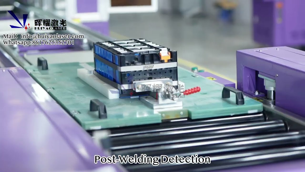 Automatic Battery PACK Assembly Line for lithium-ion prismatic module and pack 12PPM huiyaolaser