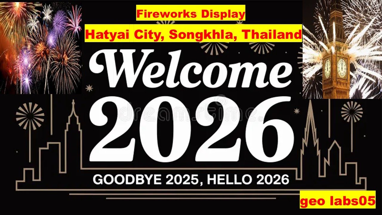 Welcome 2026/ Hatyai City New Year's Fireworks/ Hatyai Tourism