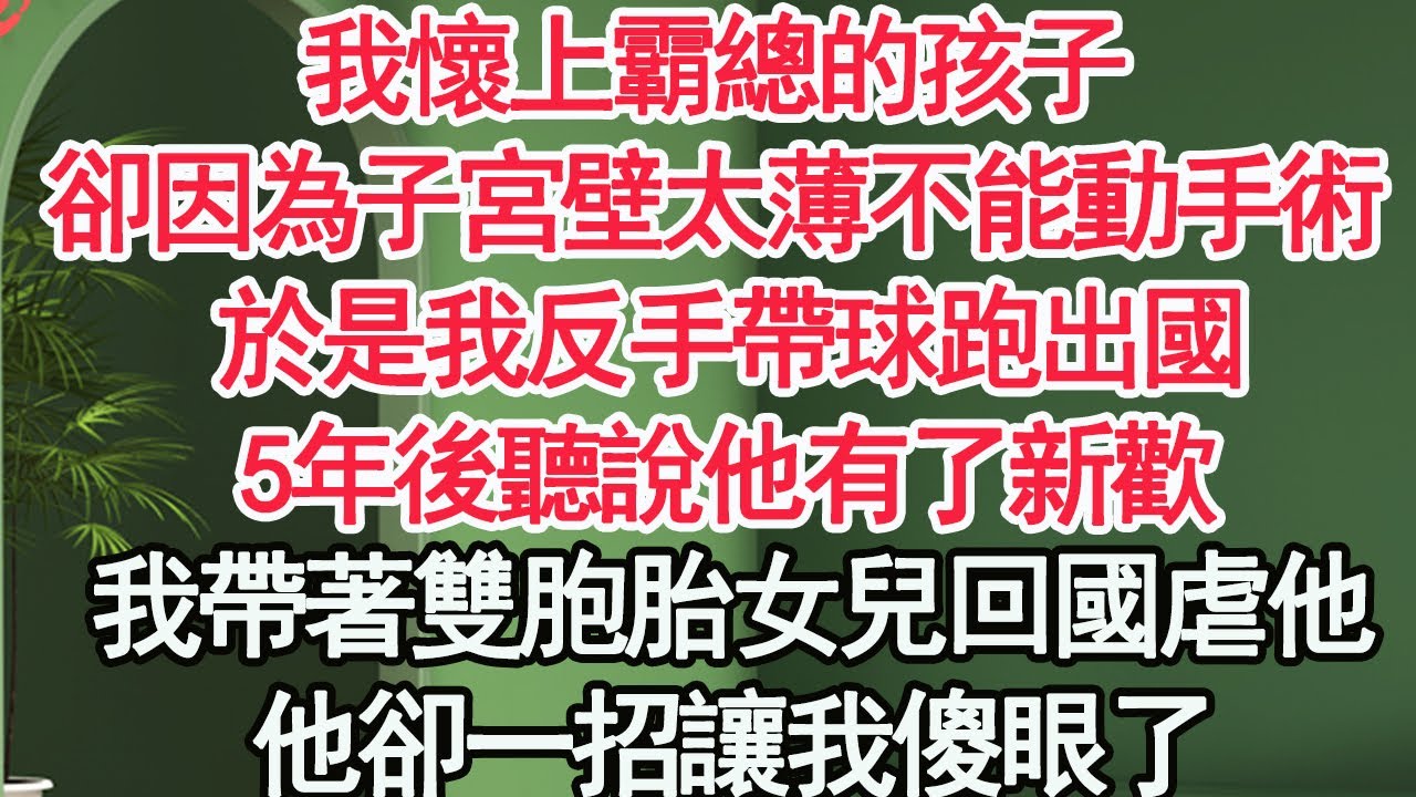 我懷上霸總的孩子，卻因為子宮壁太薄不能動手術，我反手帶球跑出國，5年後聽說他有了新欢，我帶著雙胞胎女兒回國虐他，他卻一招讓我傻眼了【顧亞男】【高光女主】【爽文】【情感】
