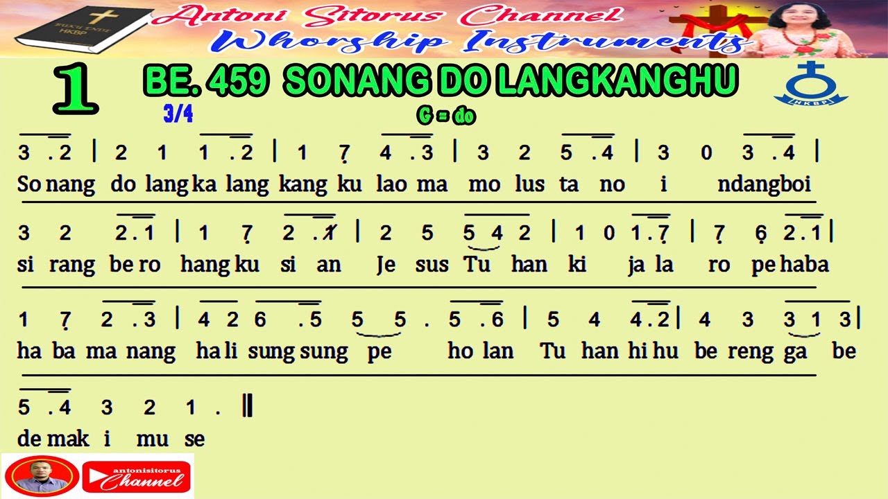 BUKU ENDE HKBP NO  459 SONANG DO LANGKANGKU | NOT ANGKA | KARAOKE |