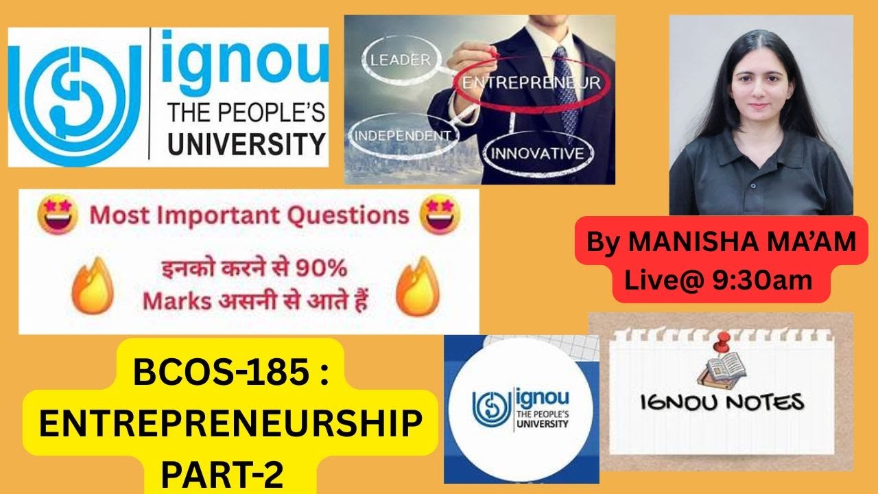 IGNOU   #  BCOS-185 : ENTREPRENEURSHIP  #  DECEMBER EXAMINATION 2025# part-2
