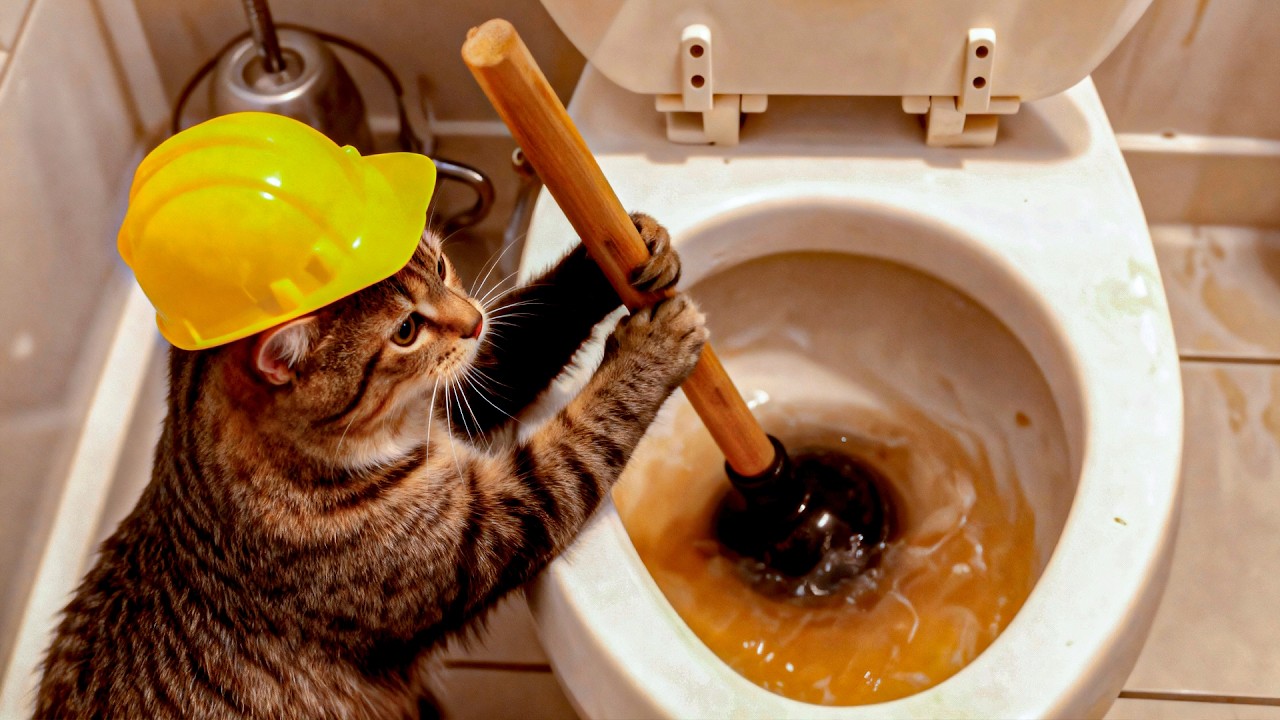 Cats Plumbers Fixing Bathrooms 🚽 Funny Animals Compilation