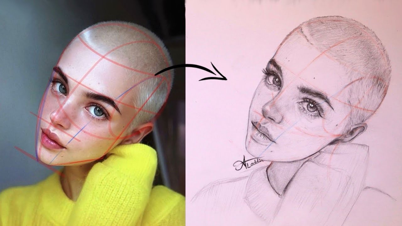 Portrait Drawing Tutorial with Guidelines | step by step #portraitdrawing #loomismethod
