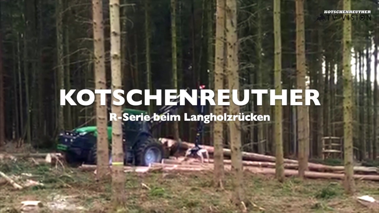 KOTSCHENREUTHER Forstspezialschlepper beim Langholzr&uuml;cken mit Klemmbank