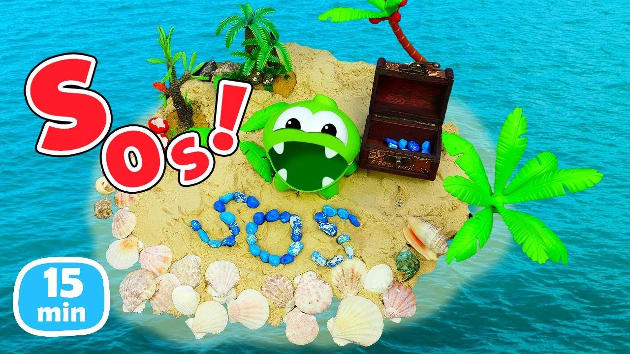 Om Nom está gritando pidiendo ayuda. ¡Está atrapado en una isla!