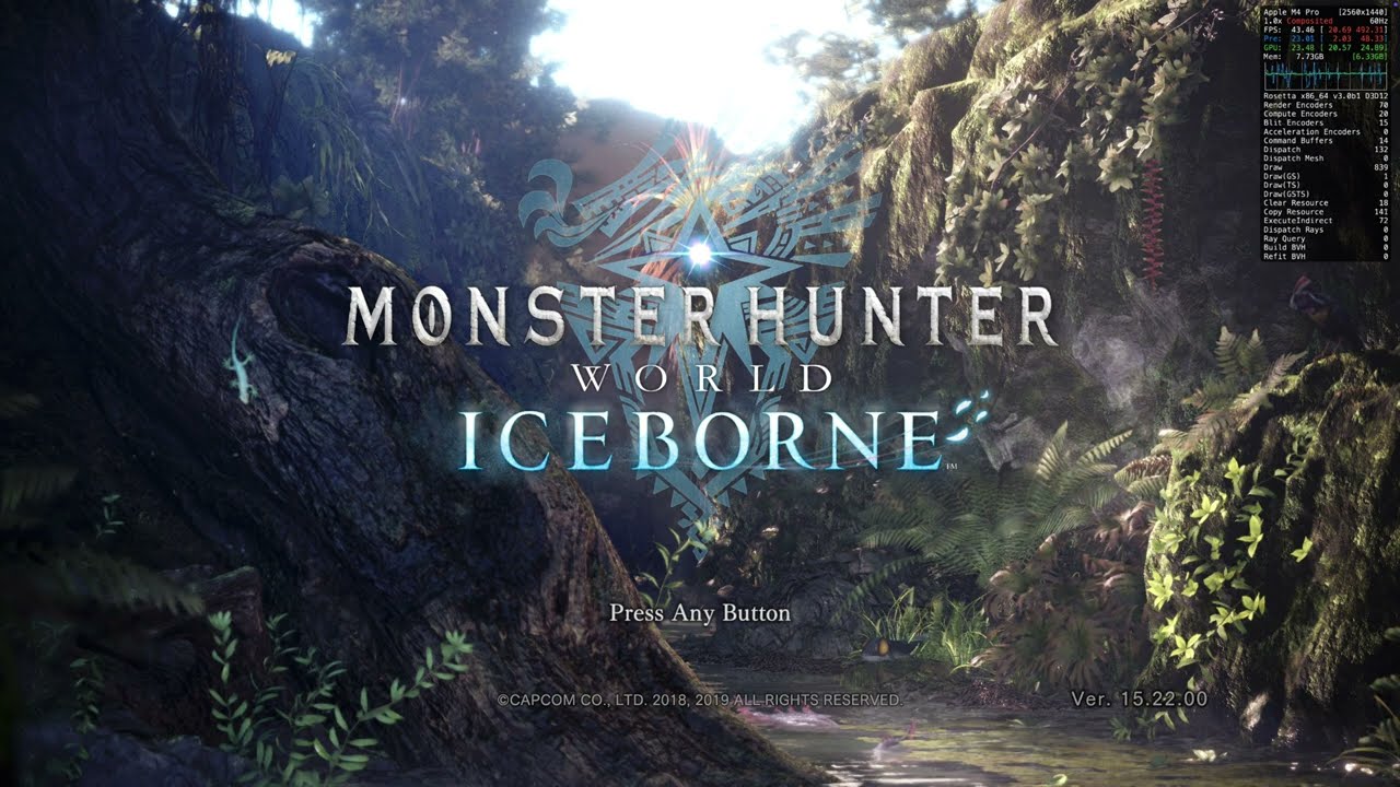 Monster Hunter World, CrossOver, Macbook M4 Pro : Performance test