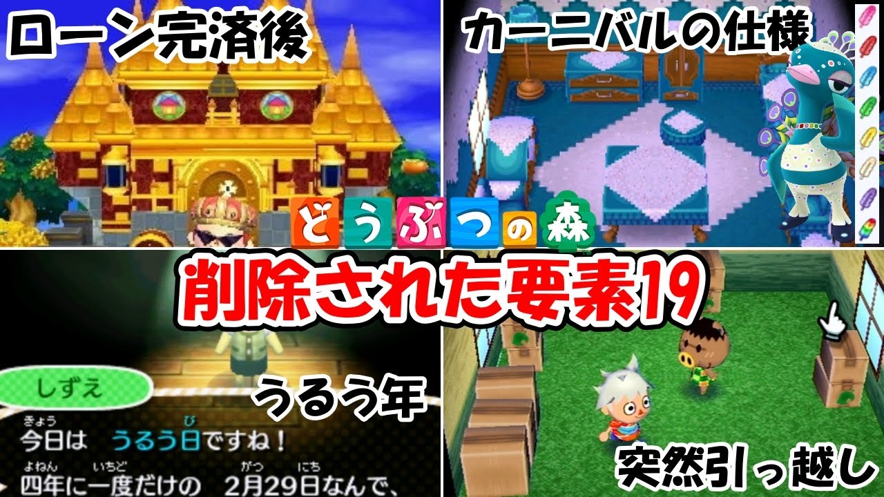 【どうぶつの森】削除された要素19│うるう日・うるう年│カーニバルのアメ・羽│ローン完済後の特典│勝手に引っ越してしまう│@ほのげ