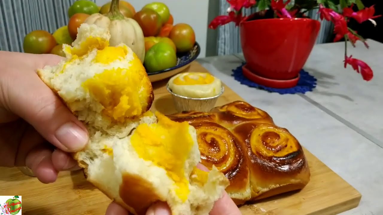 Тыквенный крем. Простые булочки с кремом