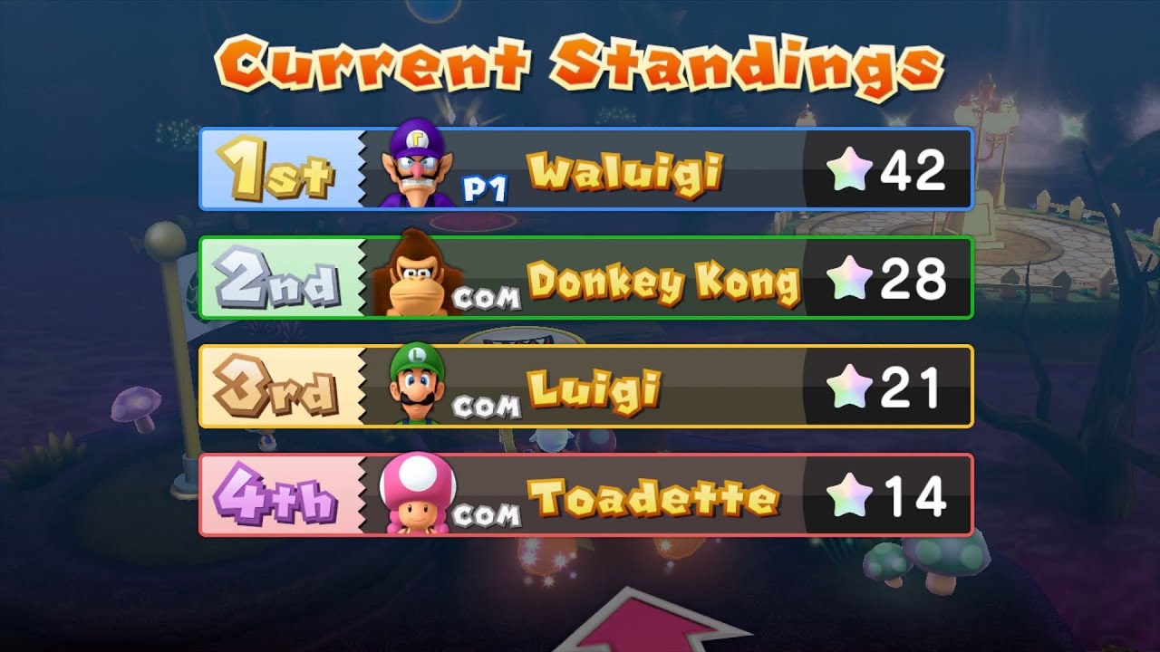 Mario Party 10 Mario Party #458 Waluigi vs Toadette vs DK vs Luigi Haunted Trail Master Difficulty