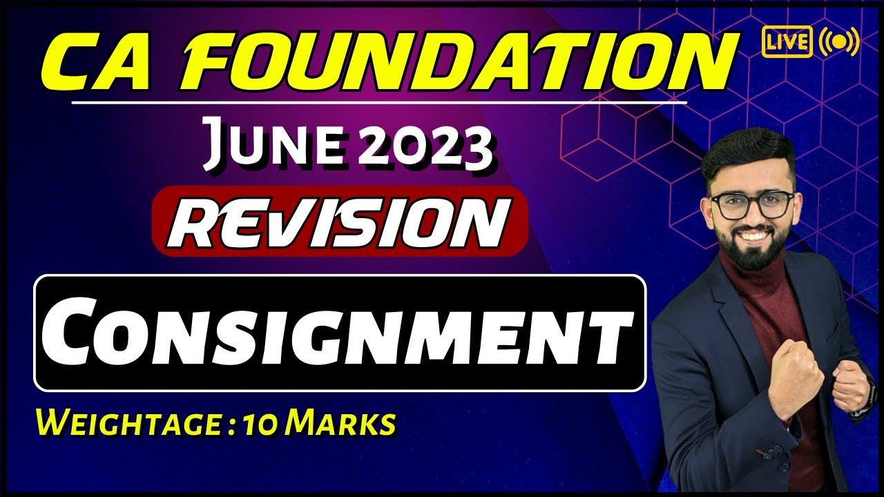 One Shot - Consignment | CA Foundation Accounts | CA Hardik Manchanda |