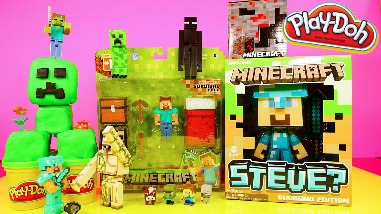Minecraft Play Doh Creeper Surprise Toy Giant Diamond Steve Red Ore Night Light Disney Cars Toy Club