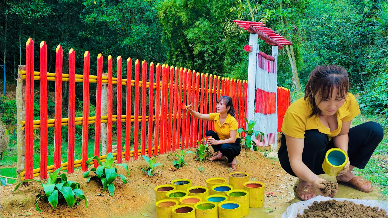 Design flower pots from discarded paint cans | Paint the Fence. Decorate and build Amanda's farm