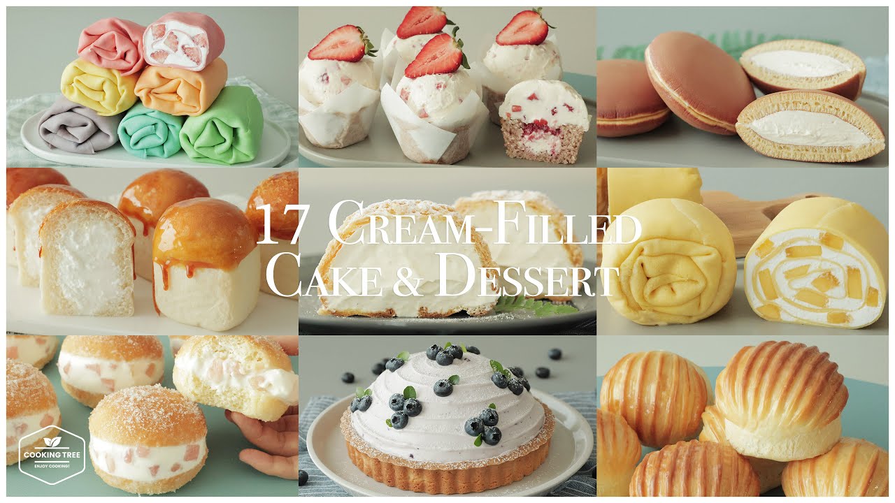 Мечта любителя крема! 🧁 17 рецептов тортов и десертов с кремовой начинкой | Видео по выпечке