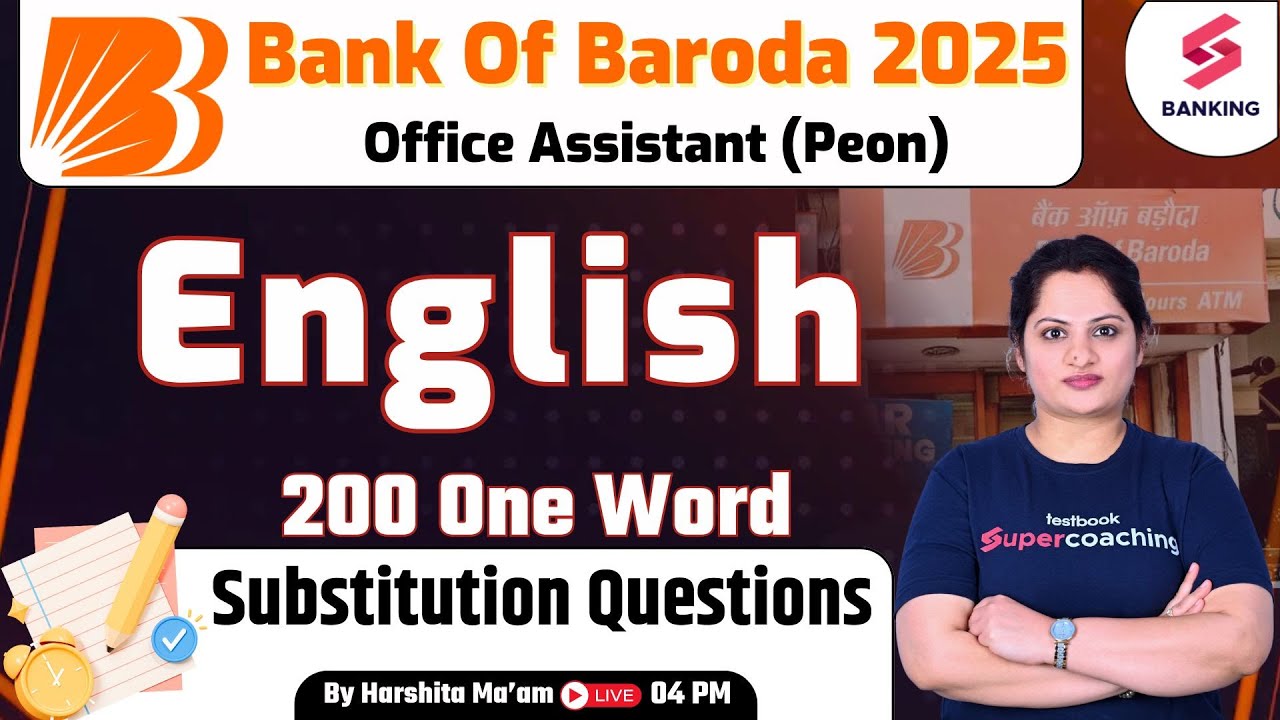 BOB Peon Exam Preparation 2025 | BOB English One Word Substitution BOB Peon Classes Harshita Ma'am