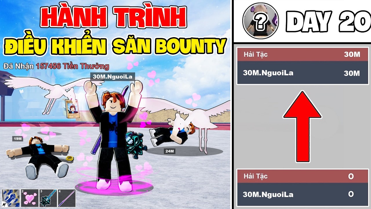 Hành Trình 30M Bounty Nhưng Người Lạ Điều Khiển Trong Blox Fruit | Day 20
