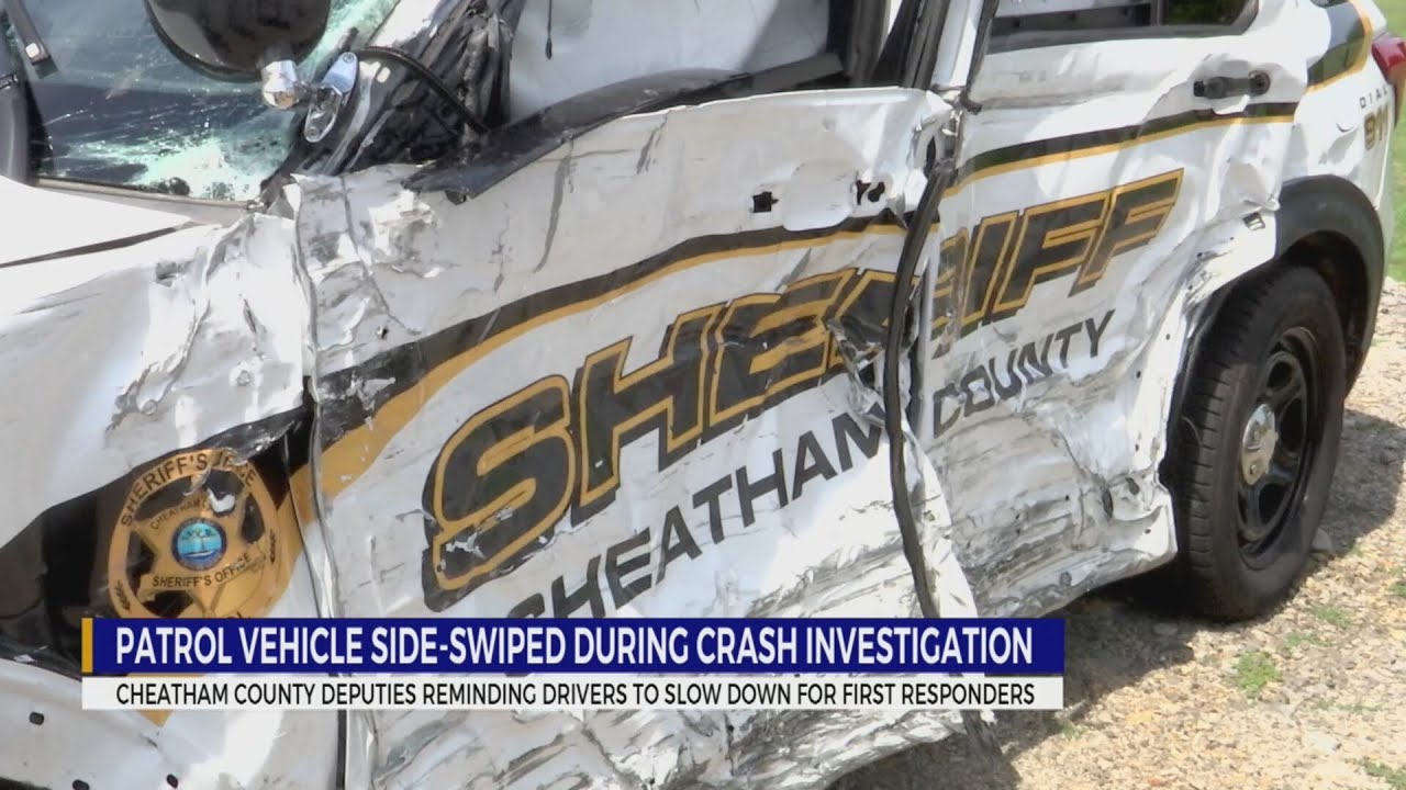 Cheatham County patrol vehicle side-swiped during crash investigation
