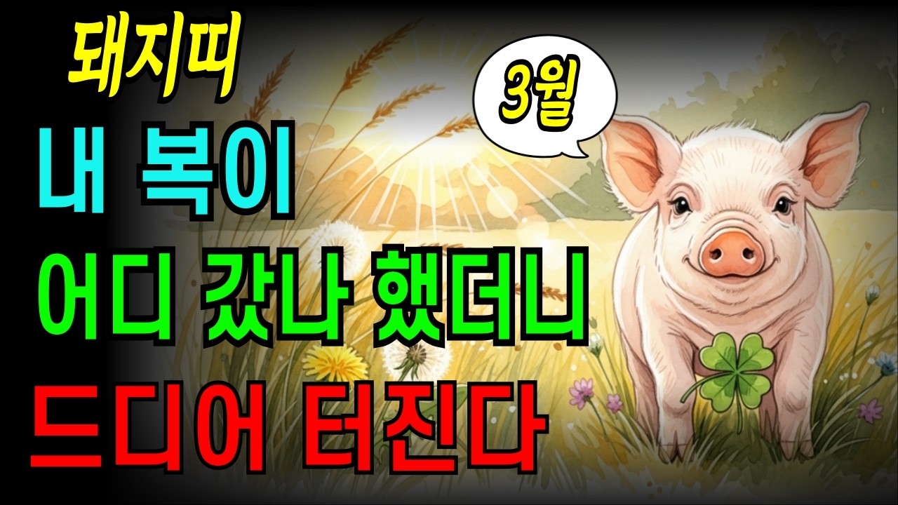 돼지띠 3월 금전운 폭발 전 꼭 치워야 할 물건 3가지ㅣ2026년 3월 운세 완전 분석