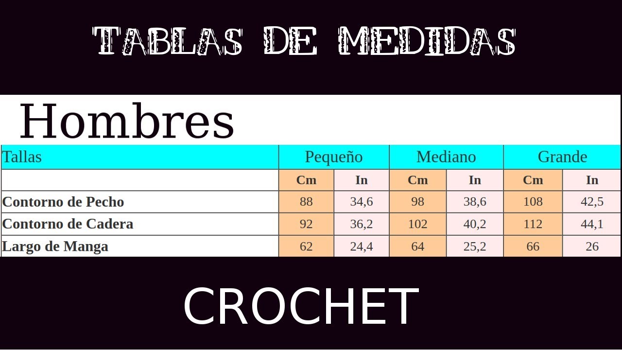 Curso crochet o ganchillo: Tablas de Medidas - Moda a Crochet