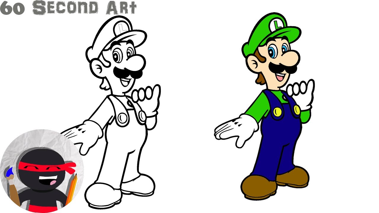 How To Draw Luigi | Super Mario Bros