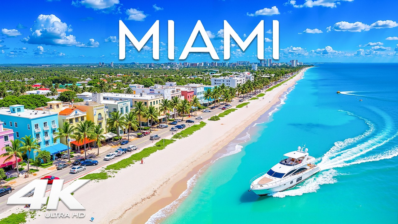 Miami, USA 4K – Turquoise Atlantic Waters & White Sand Beaches | Relaxing Ocean Ambience