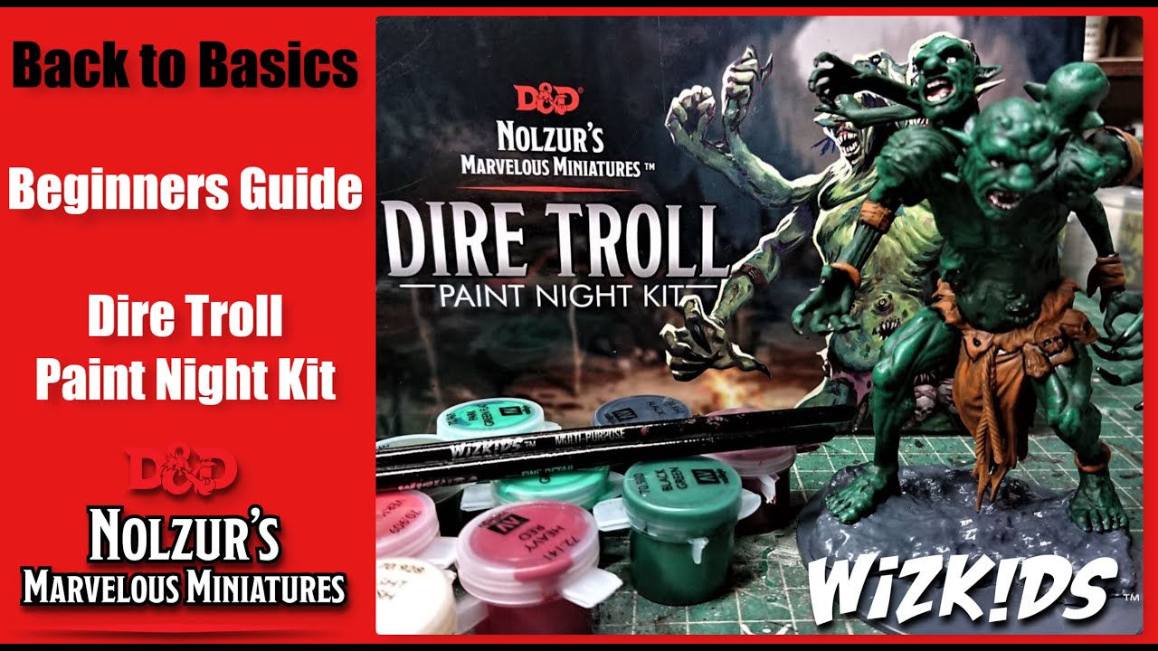 Wizkids Games, Beginners Guide, Back to Basics, Dire Troll Paint Night Kit, D&D