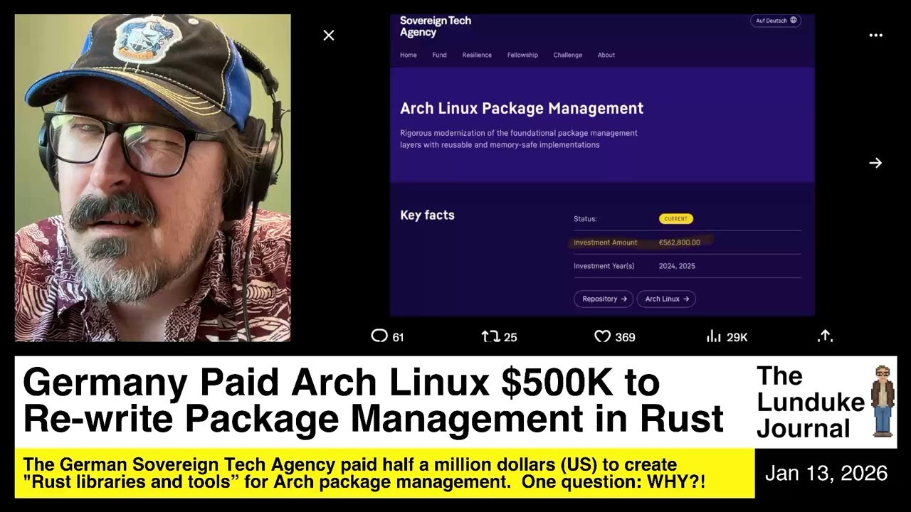 Германия заплатила Arch Linux 500 000 долларов за переписывание системы управления пакетами на Rust.