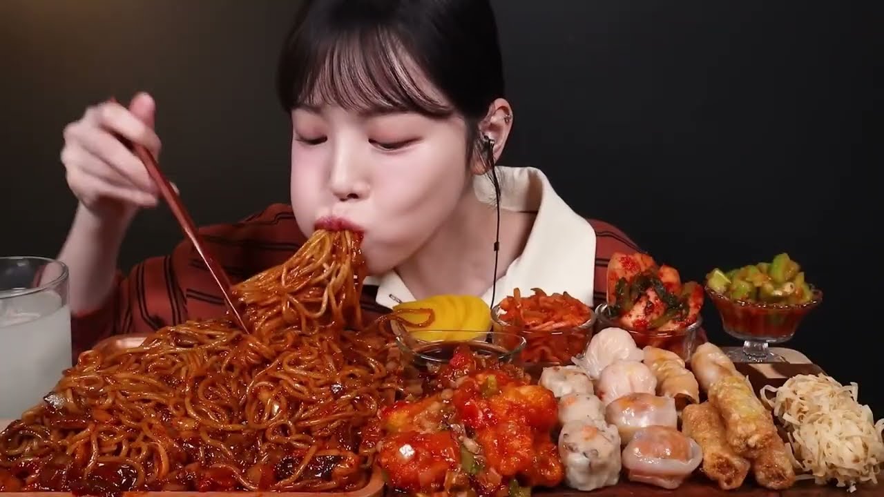 Spicy Jjajangmyeon with Baby Octopus & Dim Sum Mukbang | Chili Shrimp & Chinese Food Feast 🍜🦐