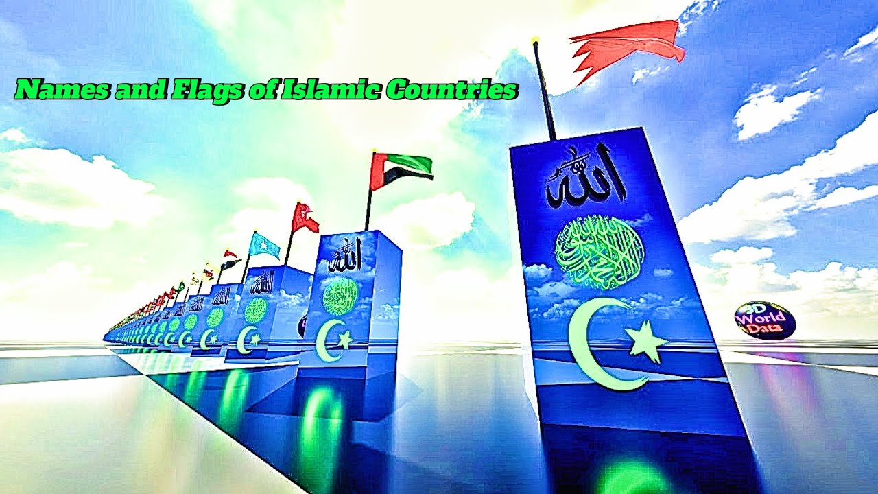 Names and flags of Islamic countries.