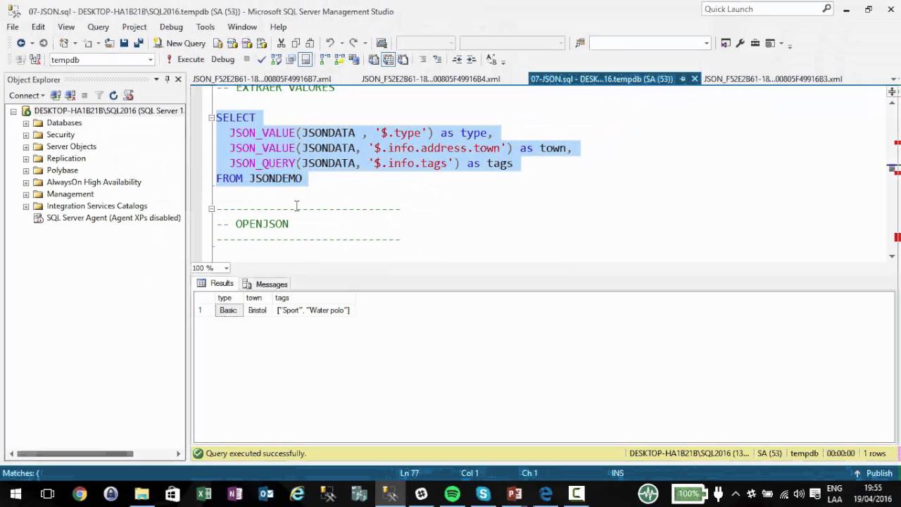 Cómo usar JSON en SQL Server