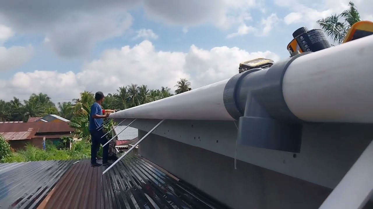 Pemasangan talang air pipa paralon panjang 18meter