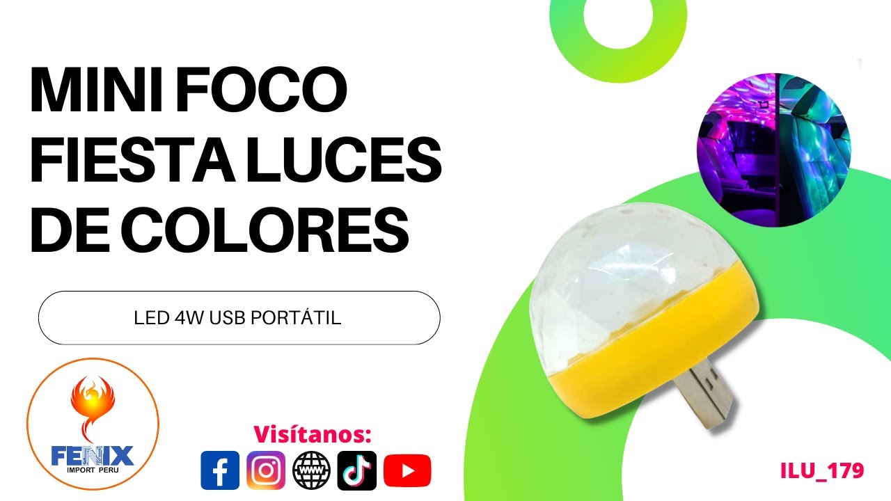 Mini Foco Fiesta Luces De Colores Led 4w Usb Port&aacute;til