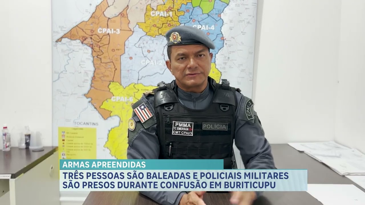 Três pessoas são baleadas e dois policiais militares são presos após confusão em festa em Buriticupu