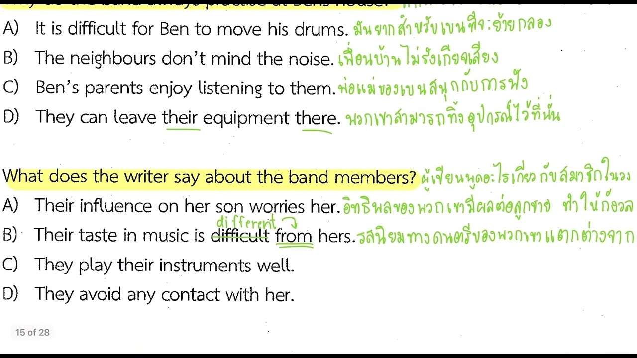 เฉลยข้อสอบ Pre-test โพธิสาร สอบเข้าม.1 part reading เรื่องที่2 