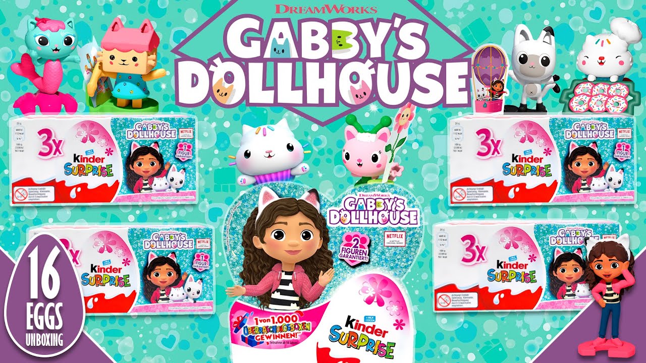 Gabby's Dollhouse Surprise Eggs – 5 Boxes Kinder Surprise Unboxing!