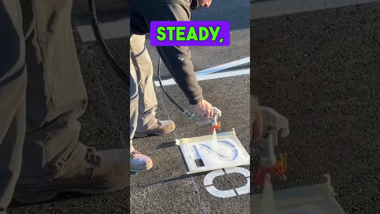 How to spray stencils!!! #parkinglots #parkinglotstriping #shorts