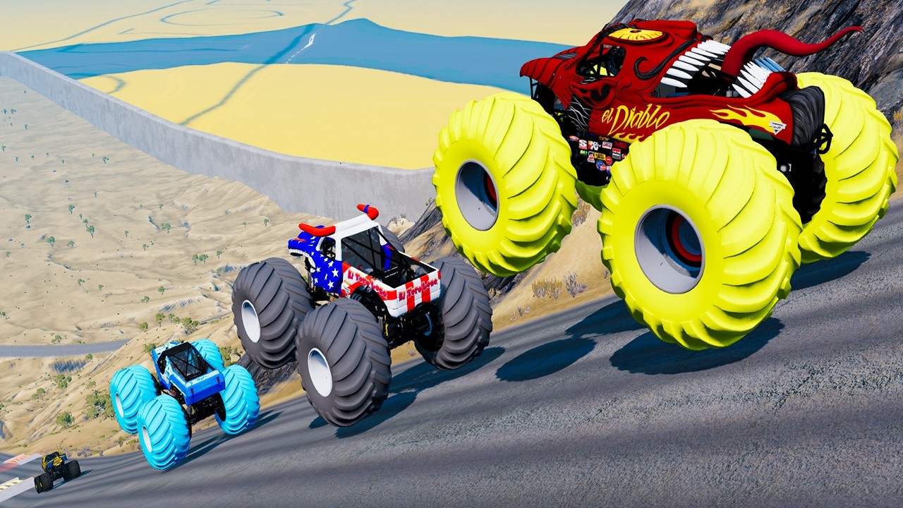 Epic High Speed monster trucks jumps stunts & crashes #56 | BeamNG Drive