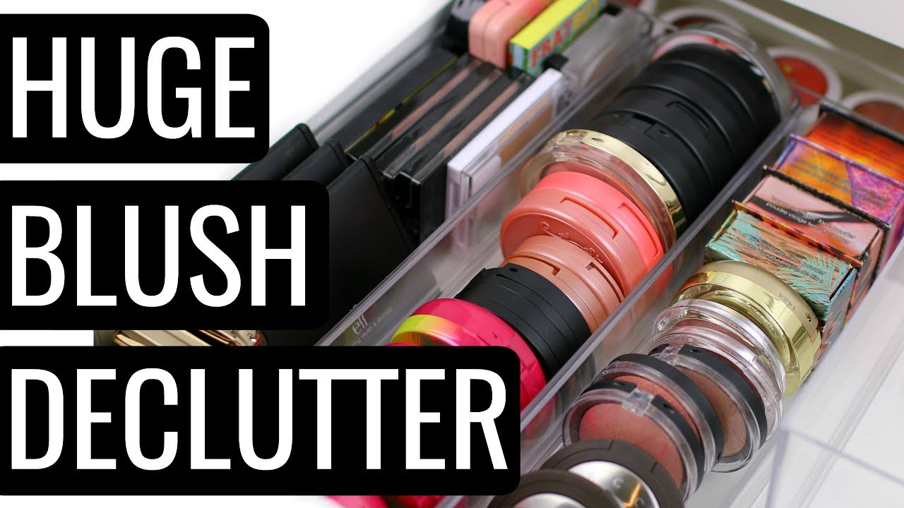 MAKEUP DECLUTTER 2018! CUTTING MY BLUSH COLLECTION IN HALF