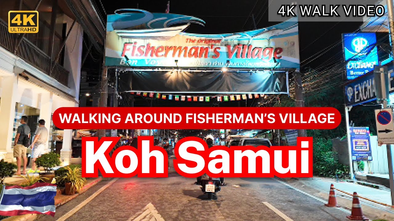 [4K HDR] Koh Samui | Fisherman Village Walking Tour | Thailand Beach