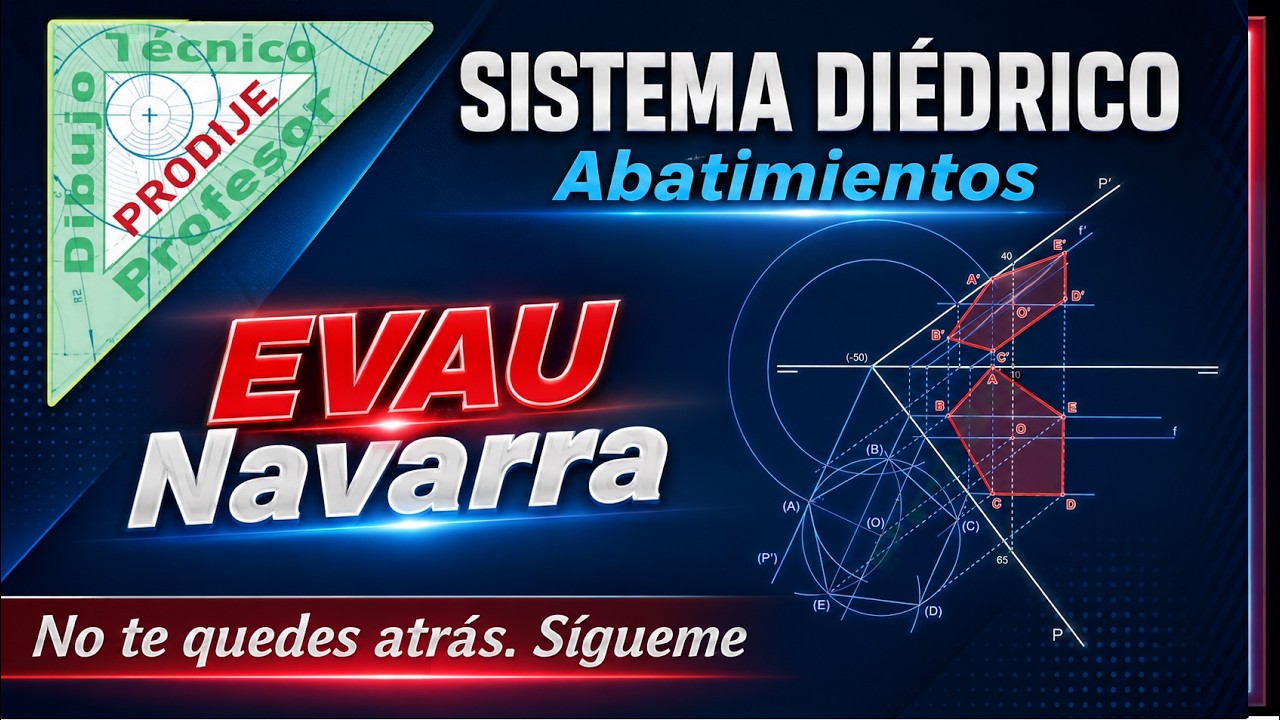 Diédrico. Abatimientos 15. PENTÁGONO CON UN VÉRTICE EN EL PLANO VERTICAL DE PROYECCIÓN. EVAU NAVARRA