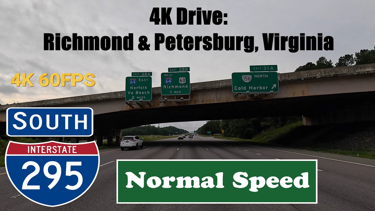 4K Drive: Richmond & Petersburg, Virginia.  I 295 South. Interstate 295 South