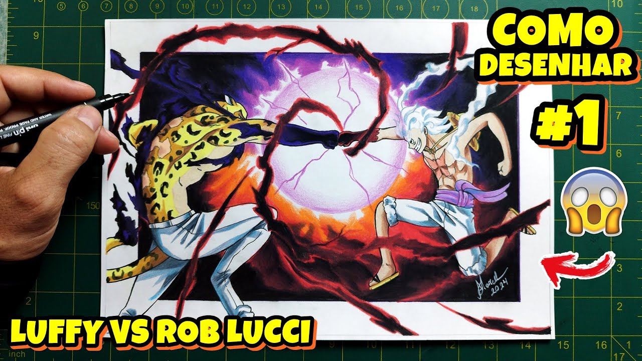 COMO DESENHAR O LUFFY GEAR 5 VS ROB LUCCI COM HAKI PASSO A PASSO #1