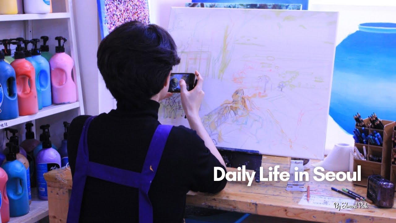 Seoul vlog | Christmas holiday, painting in studio, cafe hopping, daily life of Korean