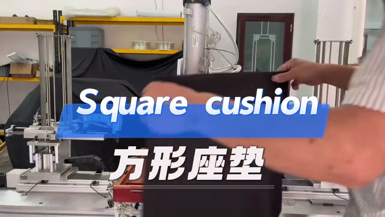 Fully automatic upholstery cushion stapling machine #furniture #nailgun #cushion #automation