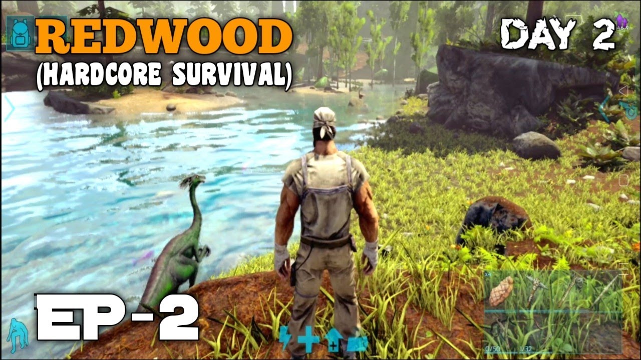 Ark Ultimate Mobile Edition - Redwood Hardcore Survival (Ep - 2) | DAY 2 | Raptor Taming