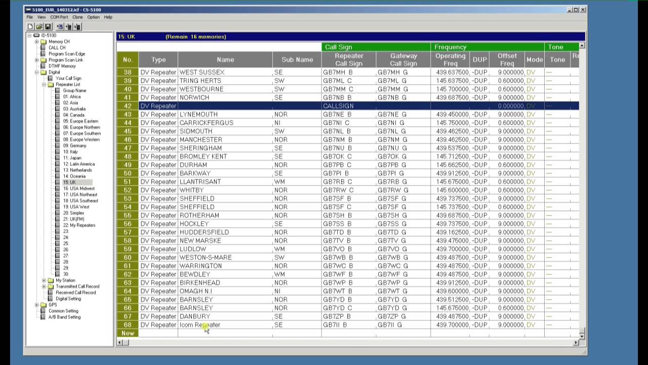 Using the Icom CS-5100 Cloning Software (Part 2 Repeater Lists & How to add a Repeater)