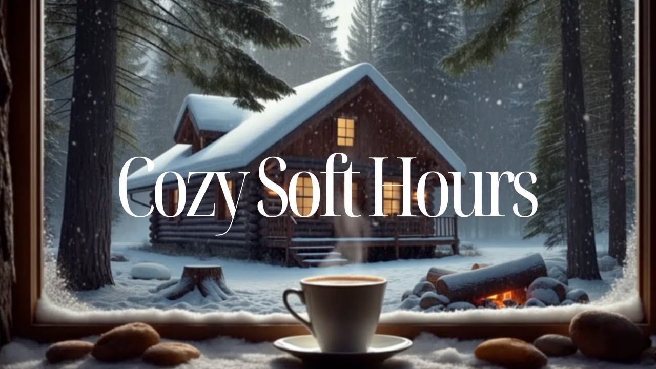 Snowy Cabin Winter Ambience | Cozy Relaxing Fire Crackling Sounds