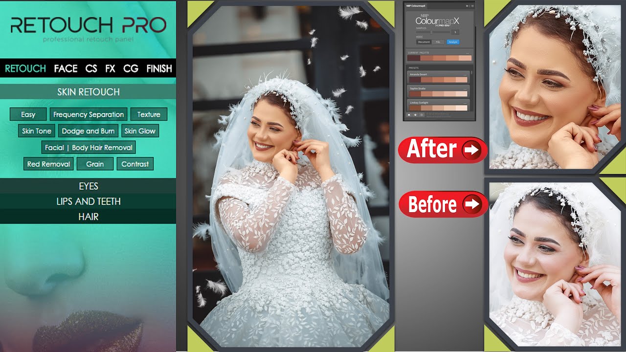 ازاى اعمل اديت وسكين تون لصور الويدنج retouch pro wedding