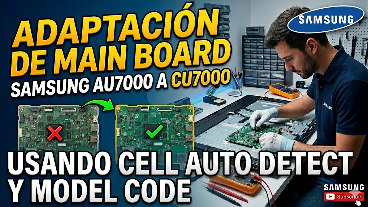 ADAPTACIÓN DE MAIN BOARD SAMSUNG AU7000 A CU 7000 USANDO CELL AUTO DETECT Y MODEL CODE