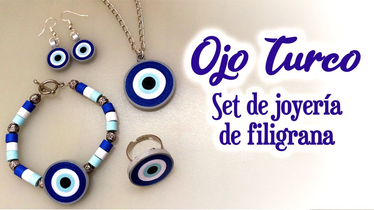 Ojo Turco ( Set de joyería de filigrana ), Turkish eye ( Quilling jewelry set )